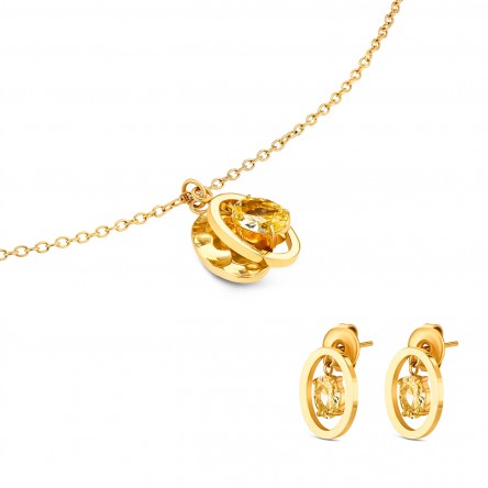 Conjunto Colar e Brincos Birthstone October - Health
