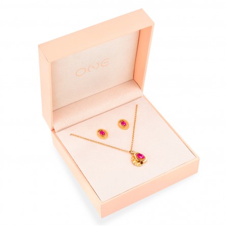 Conjunto Colar e Brincos Birthstone July - Passion