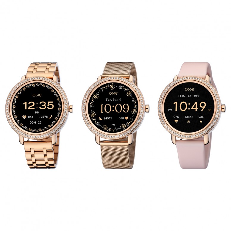 Box Rel�gio Smartwatch Mini Spark Ouro Rosa