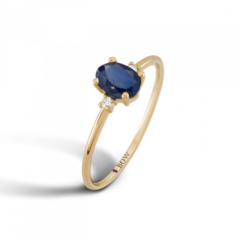 Anel Stella Ouro 18K Safira e Diamantes