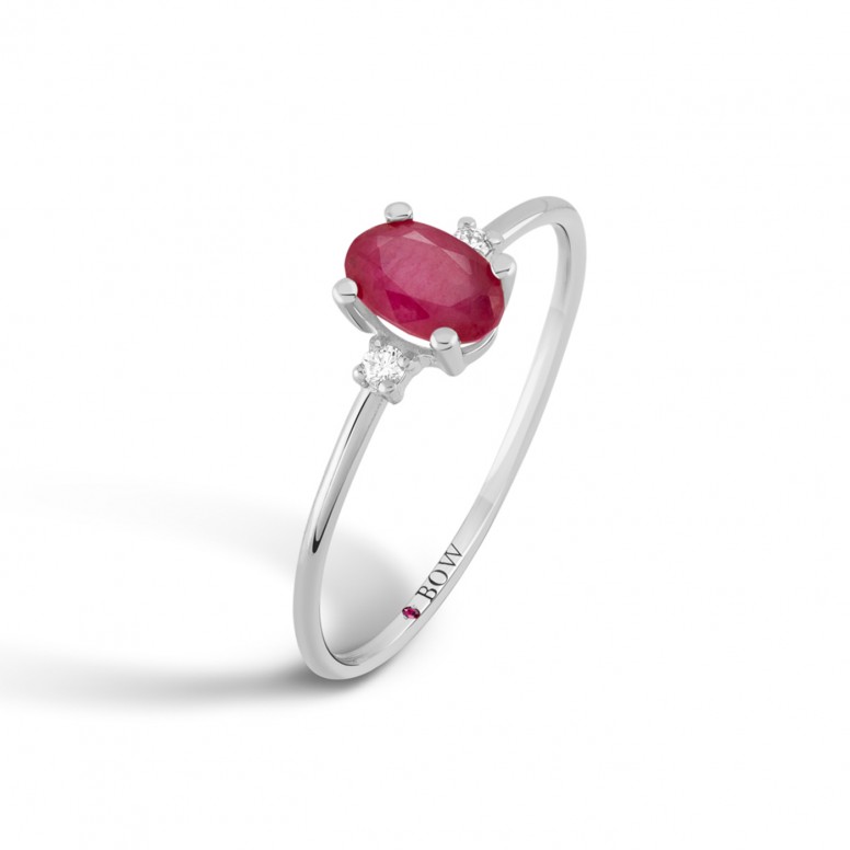 Anillo Stella Oro 18K Rubi y Diamantes
