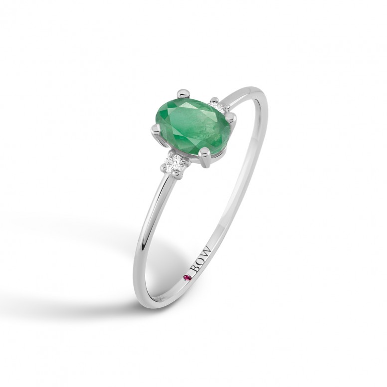 Anillo Stella Oro 18K Esmeralda y Diamantes