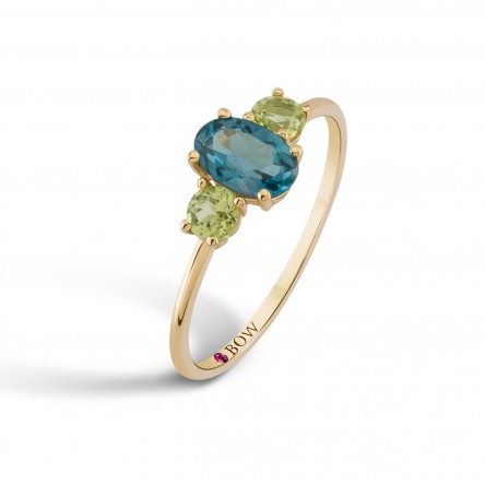 Ring Lily 18K Gold London Blue and Peridot