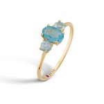 Ring Lily 18K Gold Topaz Swiss Blue and Topaz Sky