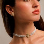 Ophelia Pearls Golden Necklace and Earrings Set