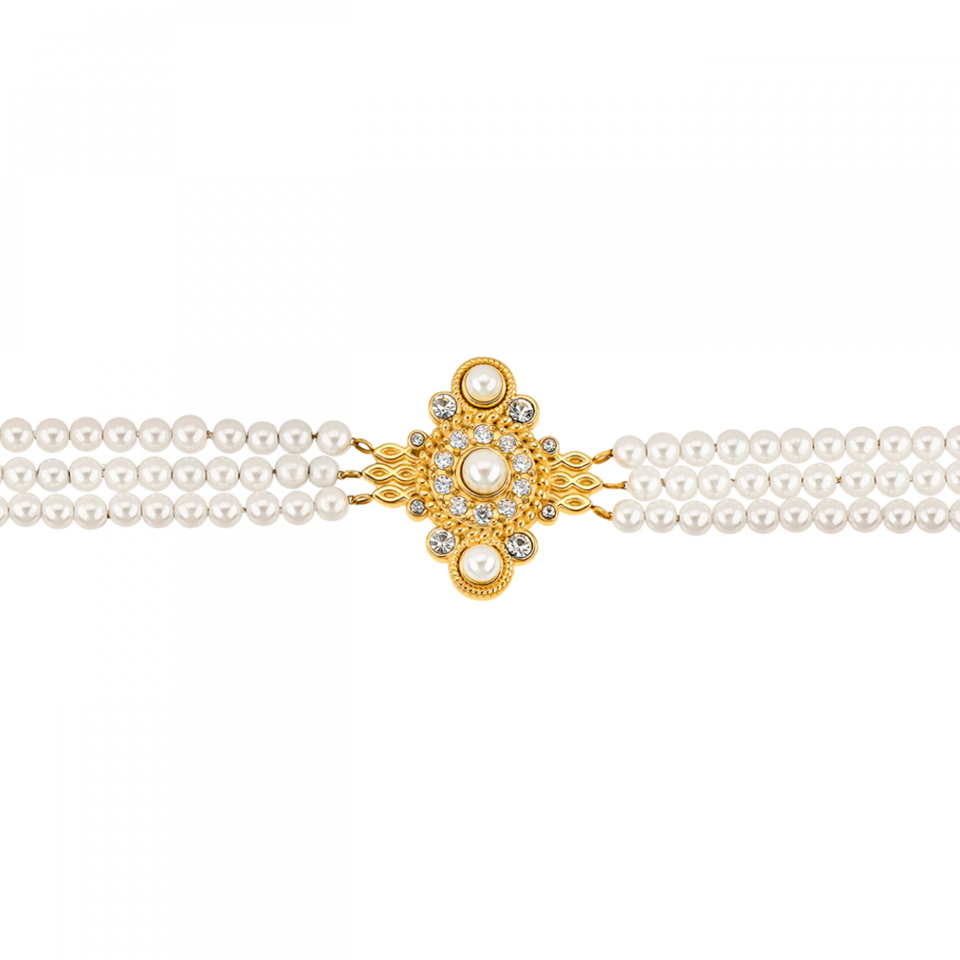 Ophelia Pearls Golden Necklace and Earrings Set