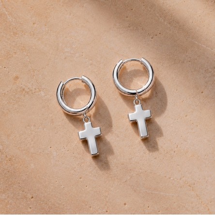 Argolas Prata Cross Pendant