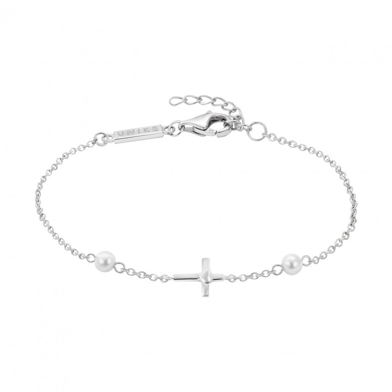 Pulsera Cross & Pearls Silver