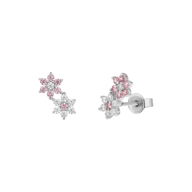 Pendientes Two Flowers Silver