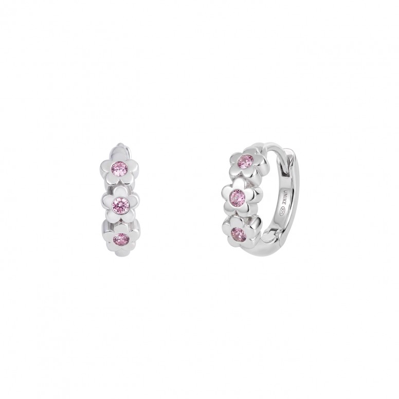 Aros Pink Flowers Silver