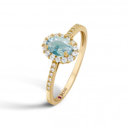 Anillo Diana Oro 18K Aguamarina y Diamantes