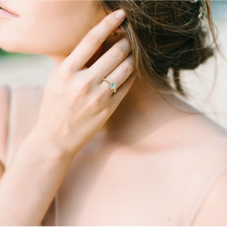 Anillo Diana Oro 18K Aguamarina y Diamantes