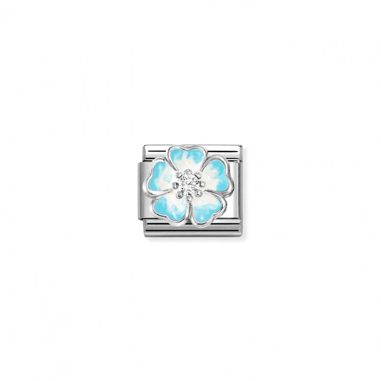 Charm Link Flor Azul e Blanca