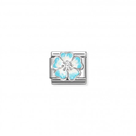 Charm Link Flor Azul e Blanca