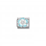Charm Link Flor Azul e Blanca