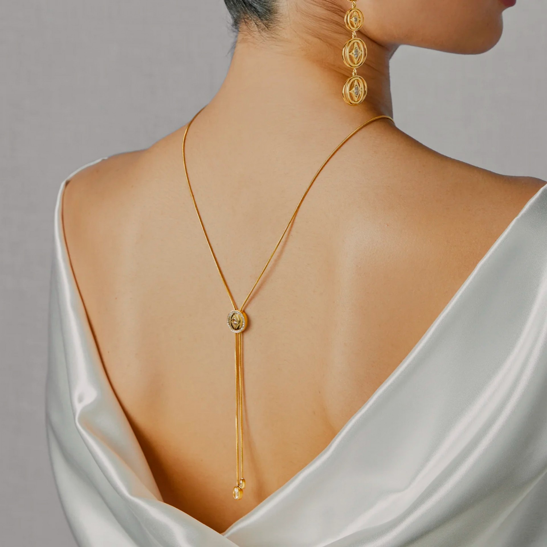Elena Brilliance Long Golden Necklace