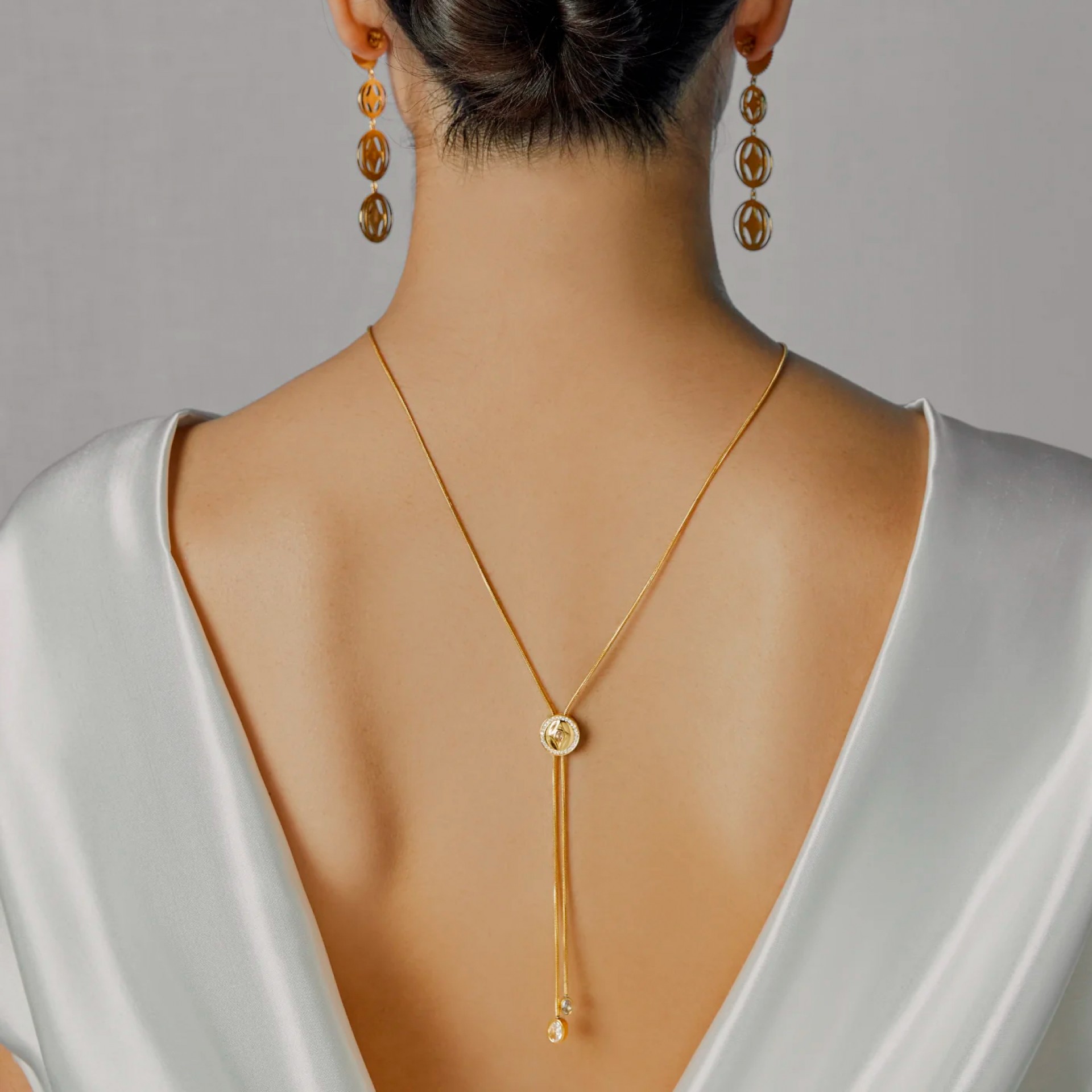Elena Brilliance Long Golden Necklace