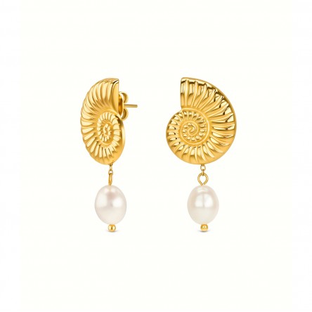 Pendientes Coral Pearl Dorado