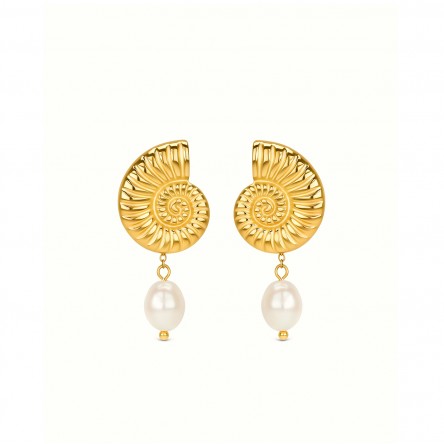 Pendientes Coral Pearl Dorado