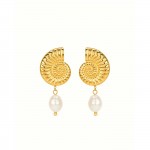 Coral Pearl Golden Earrings