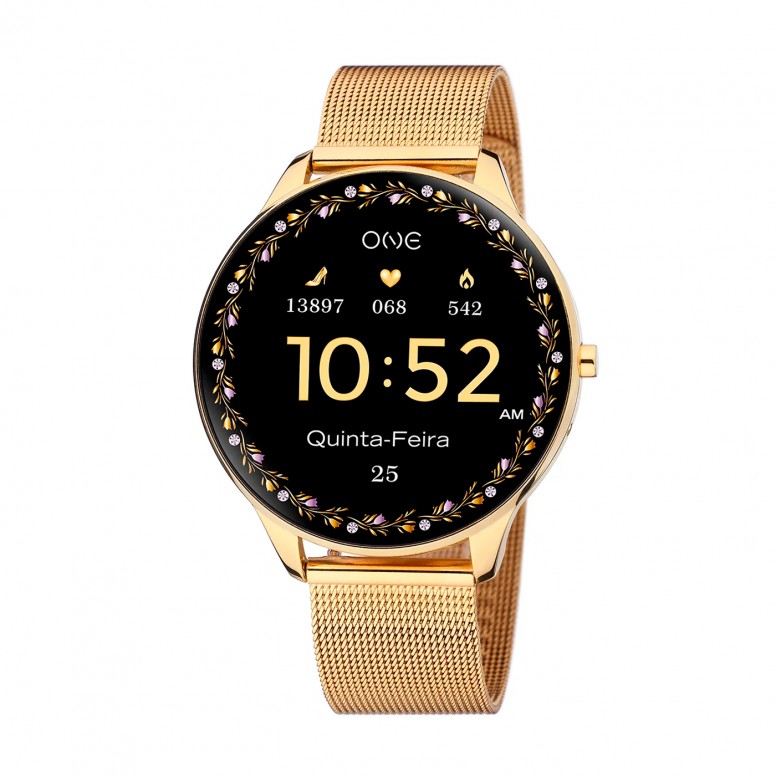 Rel�gio Smartwatch Slim Gold Mesh