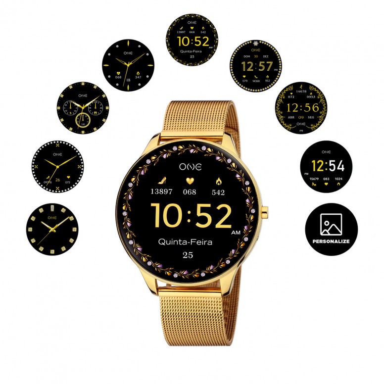 Rel�gio Smartwatch Slim Gold Mesh