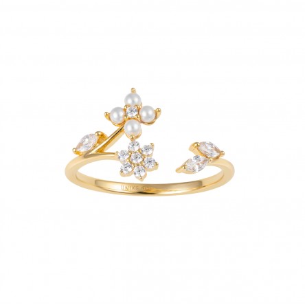 Anillo Classy Flores y Perlas