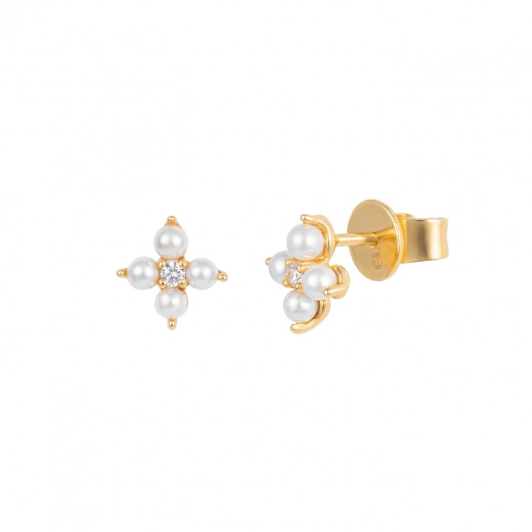 Pendientes Classy Flores y Perlas