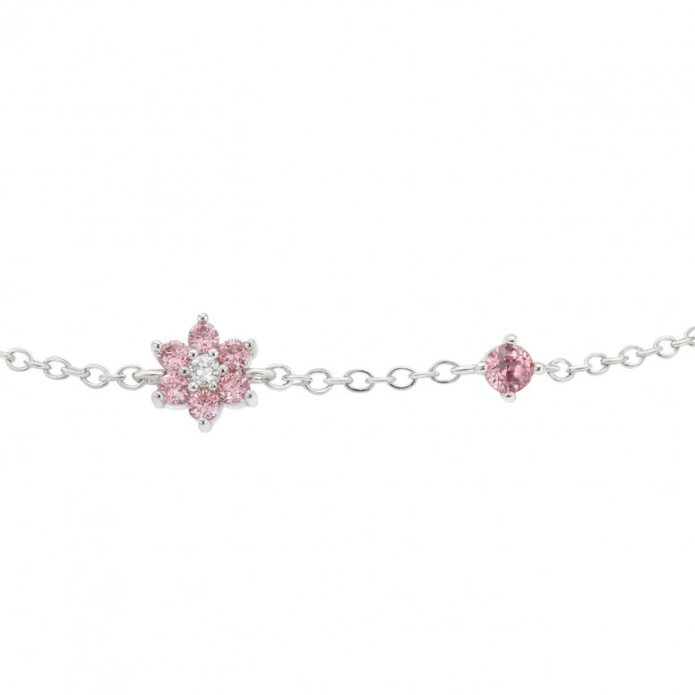 Pulsera Pink Flower Silver