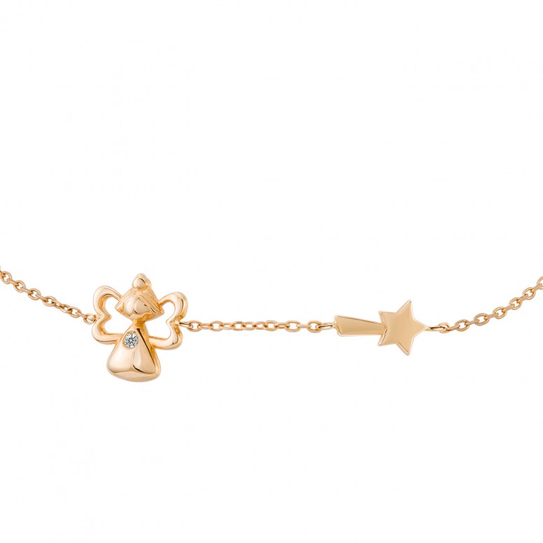 Pulseira Ouro 14K Girls  Fairy and Wand