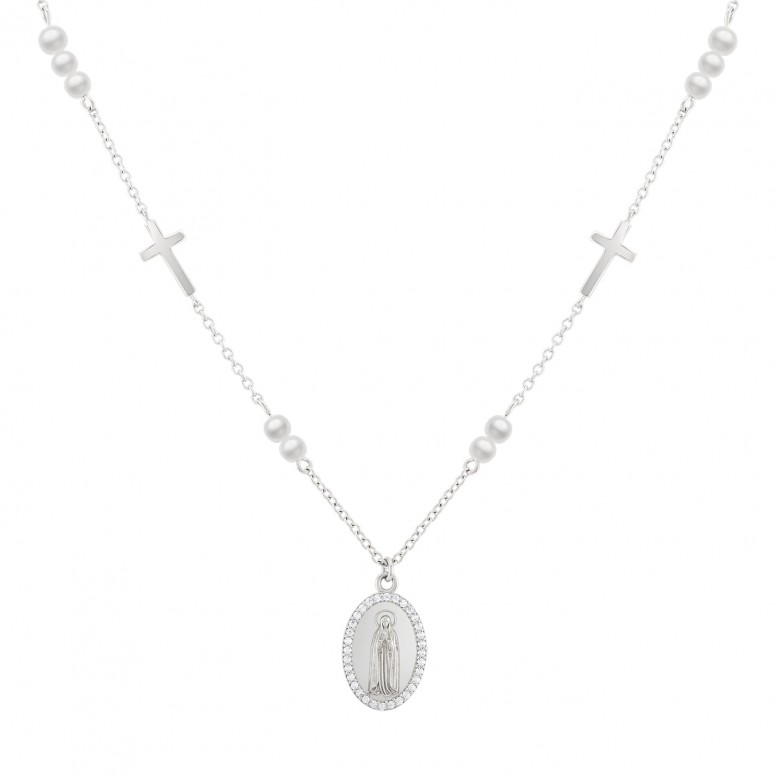 Our Lady Of F�tima Medal With Pearls Hope Necklace