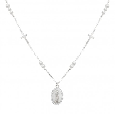 Our Lady Of F�tima Medal With Pearls Hope Necklace