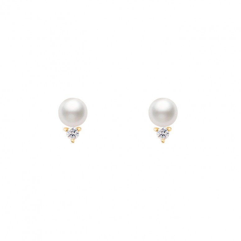 Brincos Ouro 14K Pearl & Zirconia