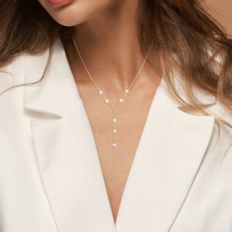 Colar Y Hope Ouro 18K  P�rolas