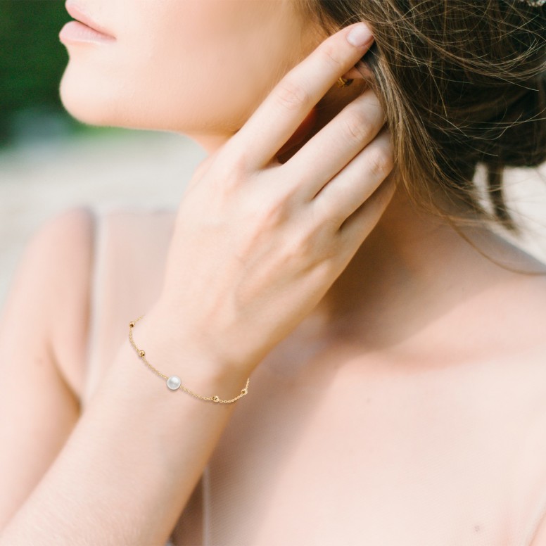 Pulsera Hope de Oro de 18K con Perla y Esfera