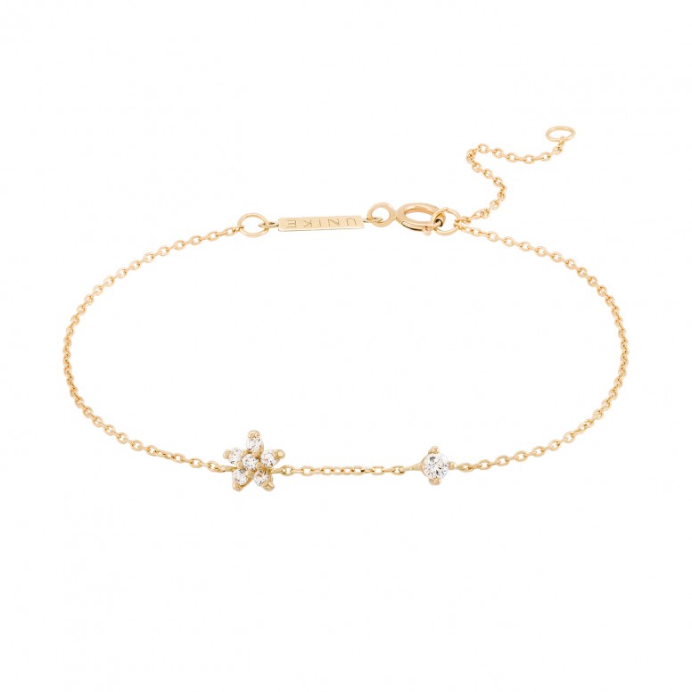 14K Gold Girls Flowers Bracelet