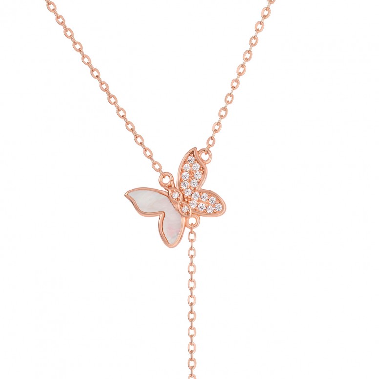 Love in Rose Butterfly and Pearl Necklace
