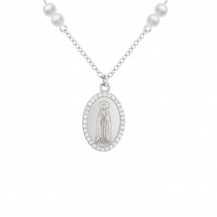 Our Lady Of F�tima Medal With Pearls Hope Necklace