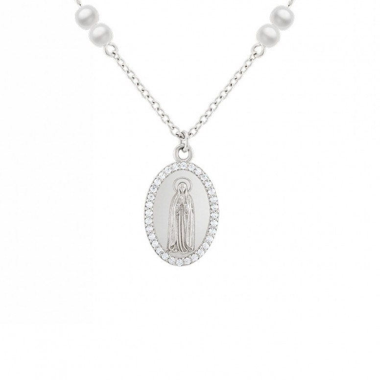 Our Lady Of F�tima Medal With Pearls Hope Necklace