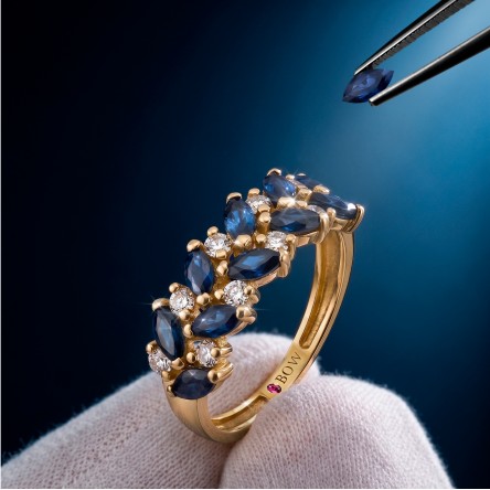 Ring Olive II 18K Gold Sapphires and Diamonds