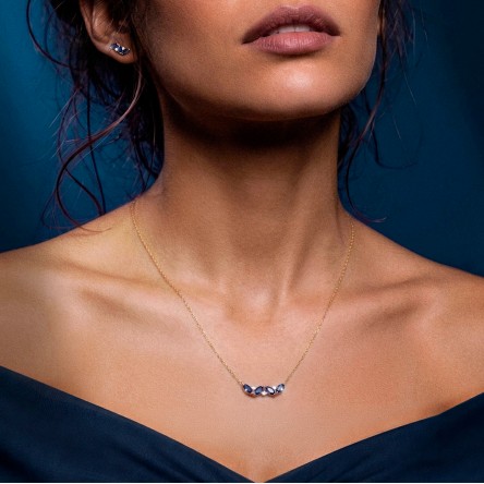 Colar Olive Ouro 18K Safiras e Diamantes