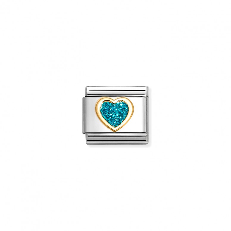Composable Glitter Light Blue Heart Charm
