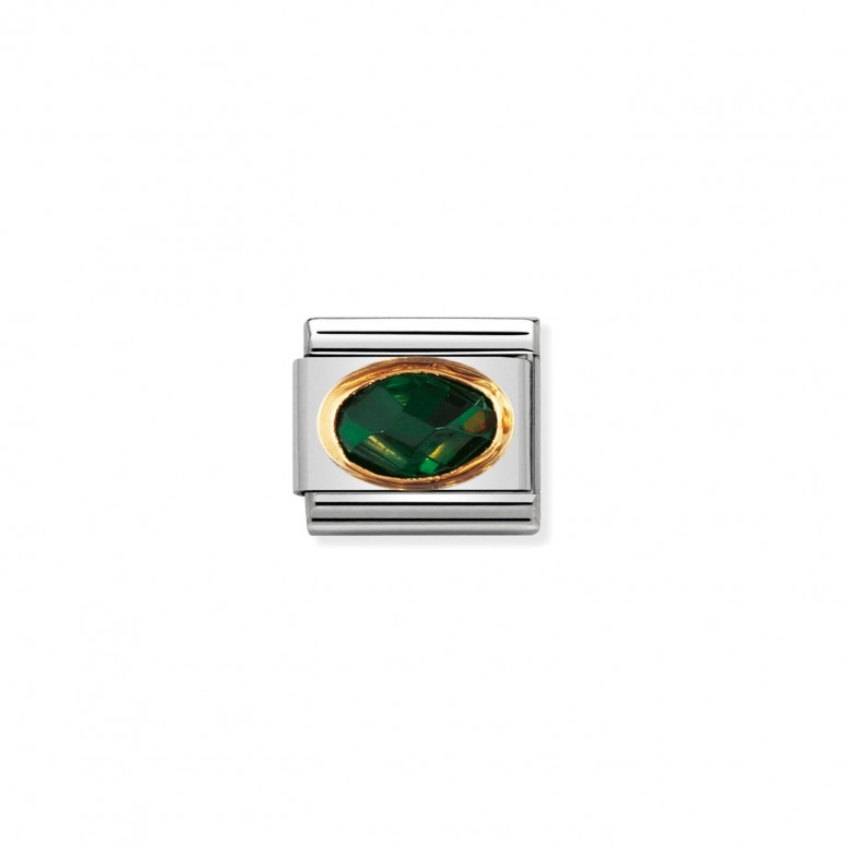 Charm Link NOMINATION, Ouro 18K, Zirc�nia verde esmeralda