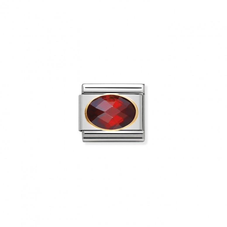 Charm Link NOMINATION, Ouro 18K, Pedra Zirc�nia vermelha