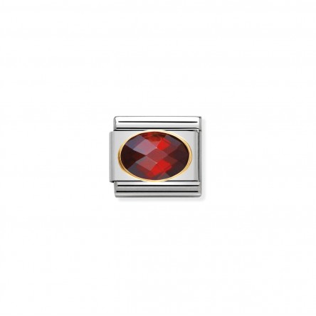 Charm Link NOMINATION, Ouro 18K, Pedra Zirc�nia vermelha