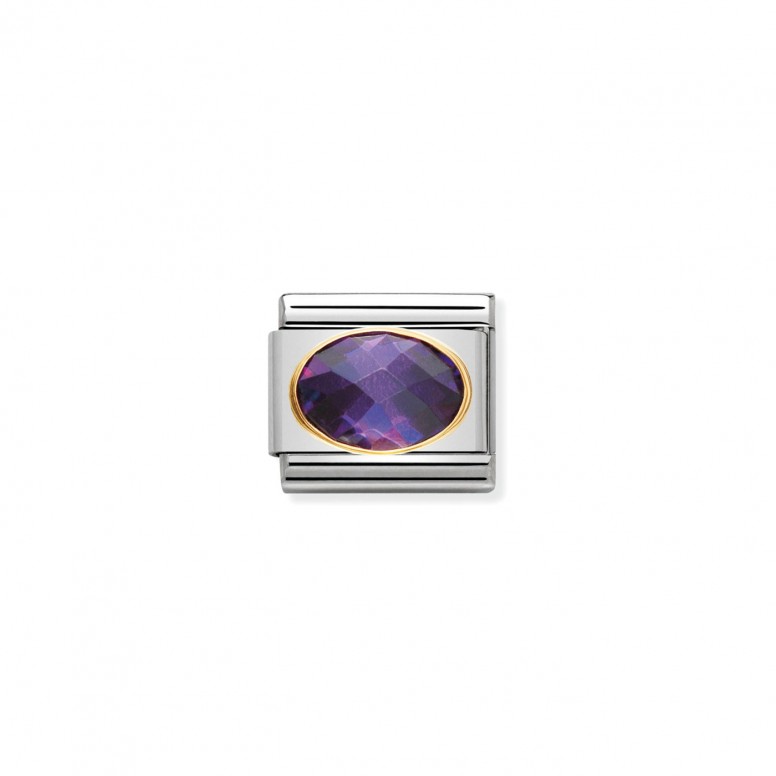 Charm Link NOMINATION, Ouro 18K, Pedra Zirc�nia roxa