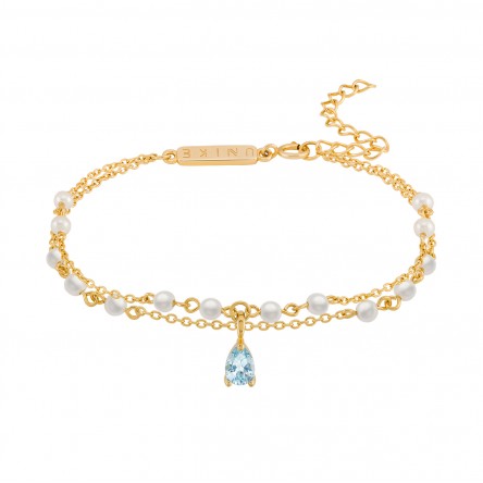 Pulseira Fun Blue Stone & Pearls