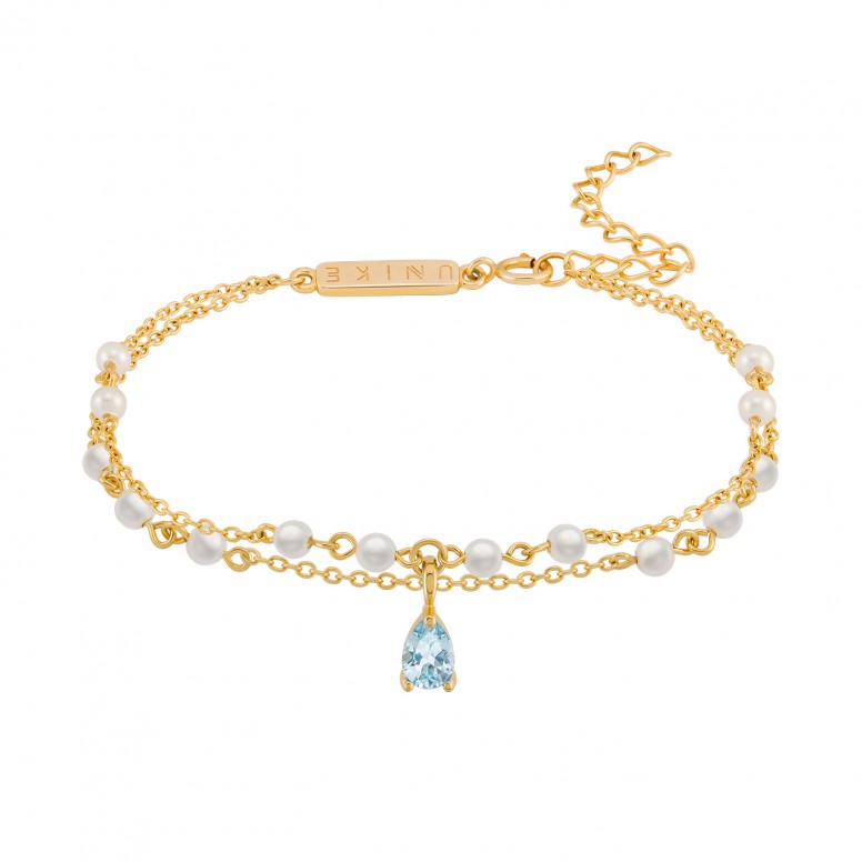 Pulseira Fun Blue Stone & Pearls