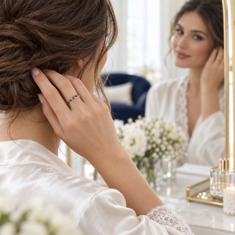 Anillo Olive Oro 18K Zafiros y Diamantes