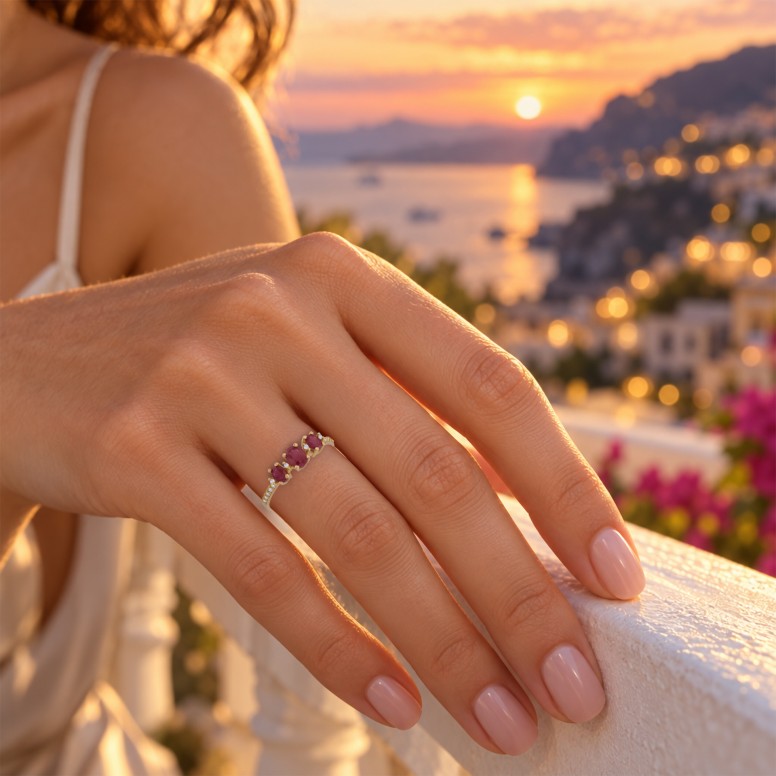 Anillo Margot Oro 18K Rubis y Diamantes